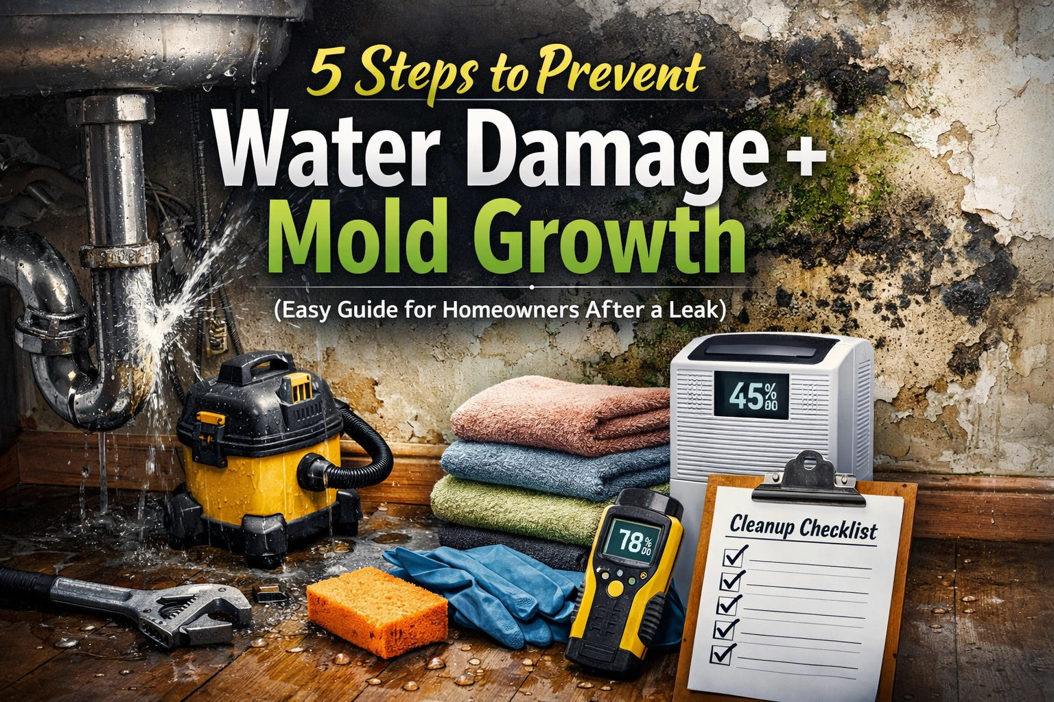 5 Steps to Prevent Water Damage + Mold Growth (Easy Guide for Homeowners After a Leak)